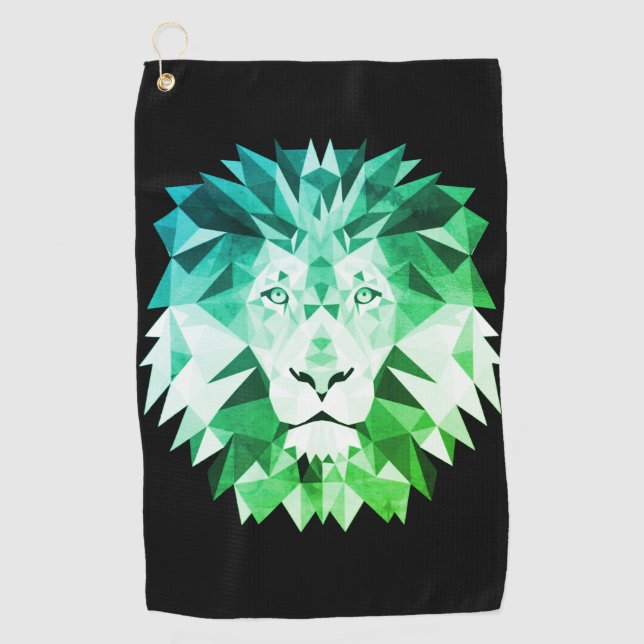 Grüne geometrische Lion Golfhandtuch (Vorderseite)