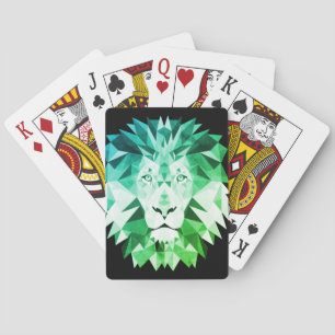 Grüne geometrische Lion Spielkarten