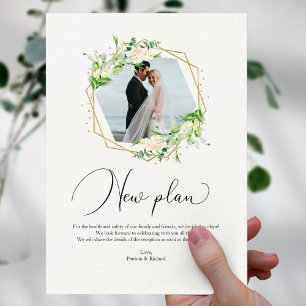 Grüne Geometrische neue Flucht Hochzeitsempfang Postkarte