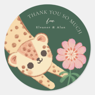 Grüne Geparden Leopard Jaguar Panther Kinder Stick Runder Aufkleber