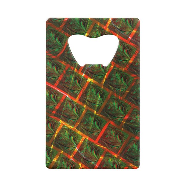 "Grüne gerahmte Augen", Kratzer oder rote Gitter. Geldbeutel Flaschenöffner (Rückseite)