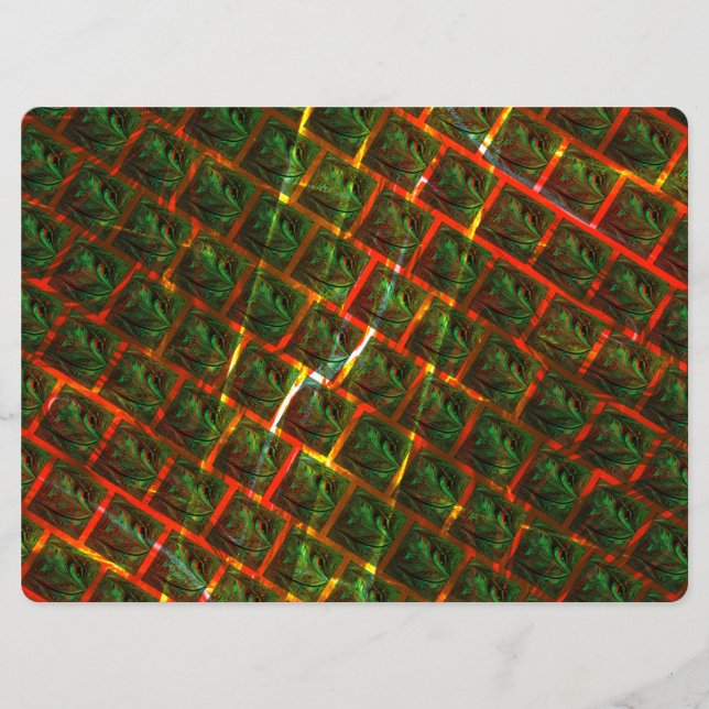 "Grüne gerahmte Augen", Kratzer oder rotes Gitter. Menükarte (Vorderseite)