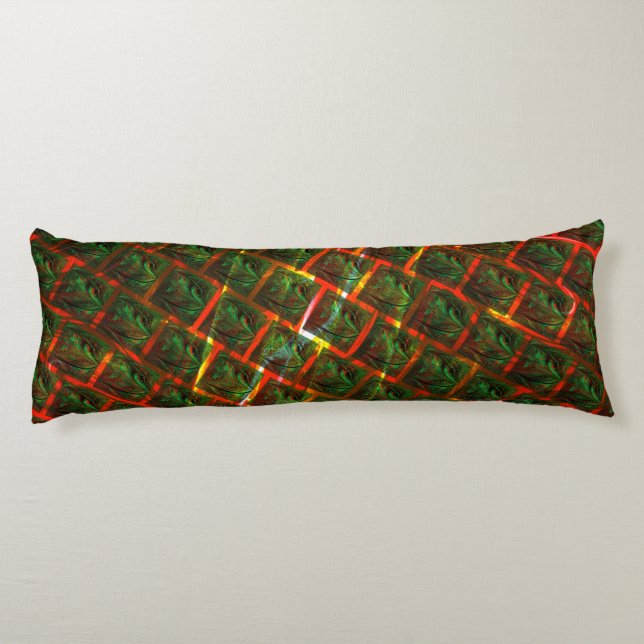 "Grüne gerahmte Augen", Kratzer oder rotes Gitter. Seitenschläferkissen (Rückseite)