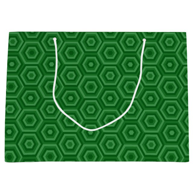 Grüne, geschachtelte Hexagons große Geschenktasche Geschenktüte (Vorderseite)