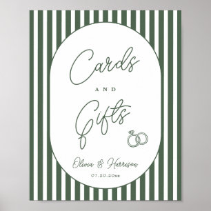 Grüne gestreifte preppy Hochzeitskarten und Gesche Poster