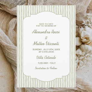 Grüne gestreifte Save-the-Date-Hochzeit Elegant Sk Einladung
