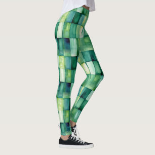 Grüne gestrichene Quadrate Leggings