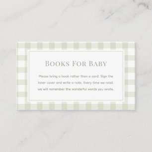 Grüne Gingham Baby Duschbücher für Baby Begleitkarte