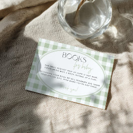 Grüne Gingham Baby Shower Beilagekarte Begleitkarte