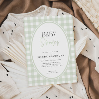Grüne Gingham-Baby-Shower-Einladung Einladung