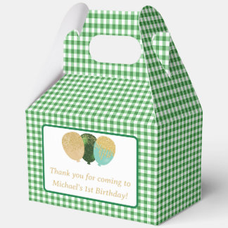 Grüne Gingham-Balloons Benutzerdefinierte Foto-Geb Geschenkschachtel
