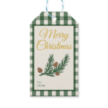 Grüne Gingham-Botanik-Weihnachten