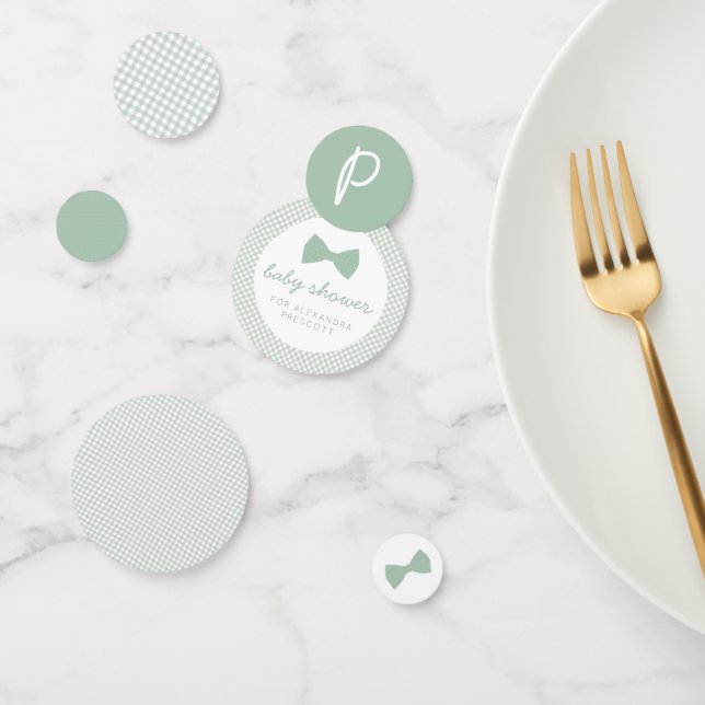 Grüne Gingham-Bug-Krawatte Babydusche Konfetti (Gruppe)