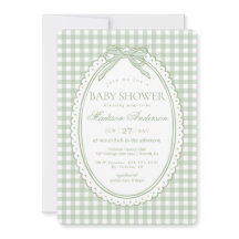 Grüne Gingham Coquette-Schleife Baby Shower