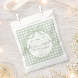 Grüne Gingham Coquette Schleife Taufnachtisch Geschenktütchen