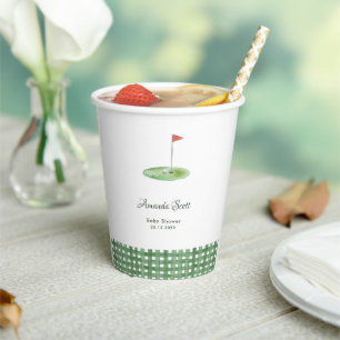 Grüne Gingham-Golf-Baby-Party Pappbecher