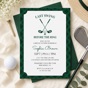 Grüne Gingham-Golf-Brautparty Einladung
