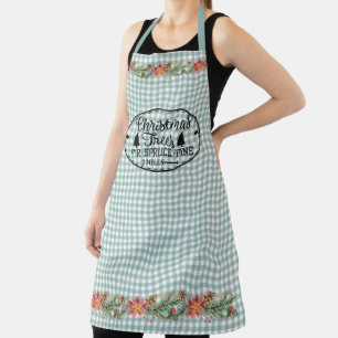 Grüne Gingham-Karo - Weihnachtsbäume - Landhaussti Schürze