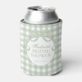 Grüne Gingham-Kokette-Bow-Bridal-Shower-Geschenke Dosenkühler