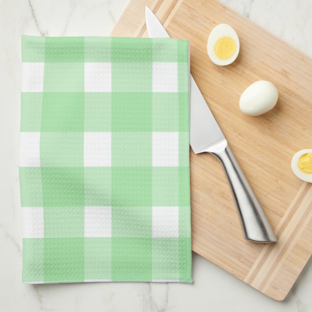 Grüne Gingham-Küchenhandtuch Geschirrtuch (Viertel Falte)