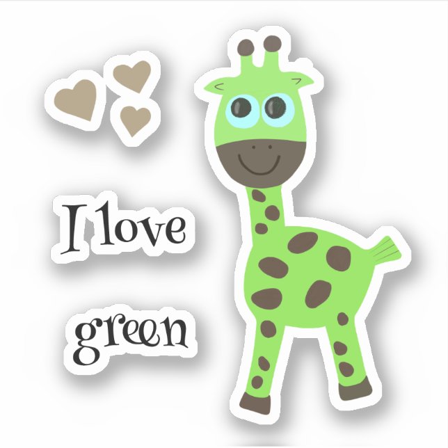 Grüne Giraffe Aufkleber (Vorderseite)