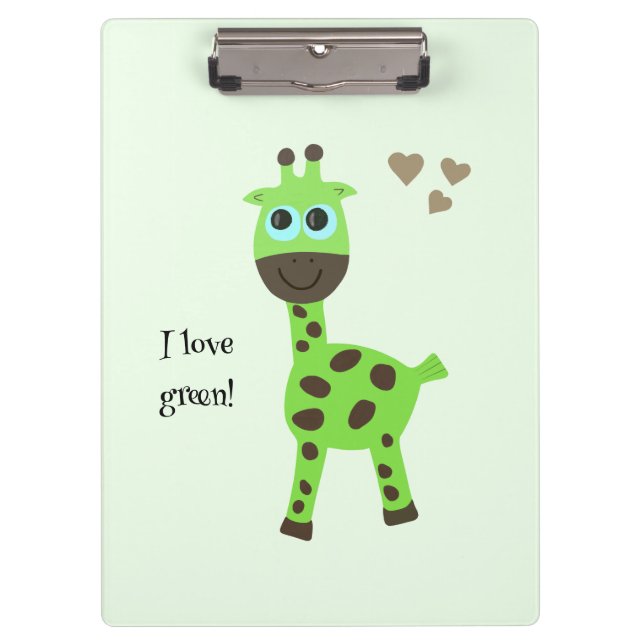 Grüne Giraffe Klemmbrett (Vorderseite)