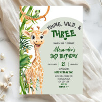 Grüne Giraffe Young Wild Drei Dritter Geburtstag