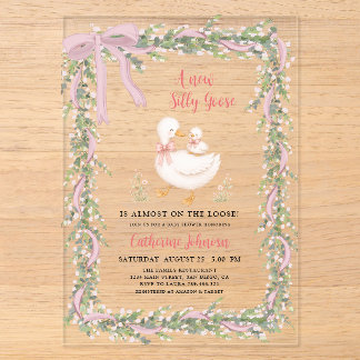 Grüne Girlande New Silly Goose Baby Shower Acryleinladungen