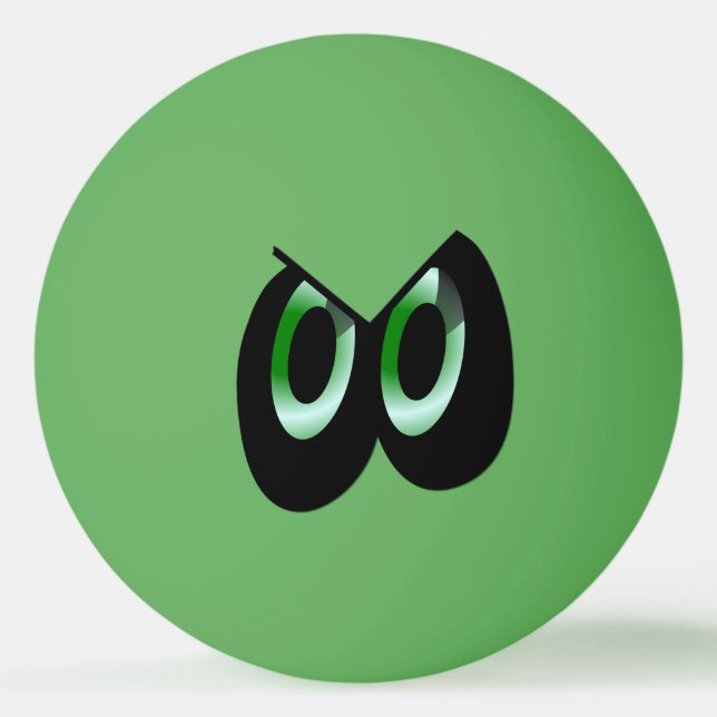 Grüne Glanz-Cartoon-Augen Tischtennisball (Vorderseite)