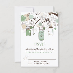 Grüne Glas-Mason-Tiegel Hochzeit-RSVP-Karte RSVP Karte