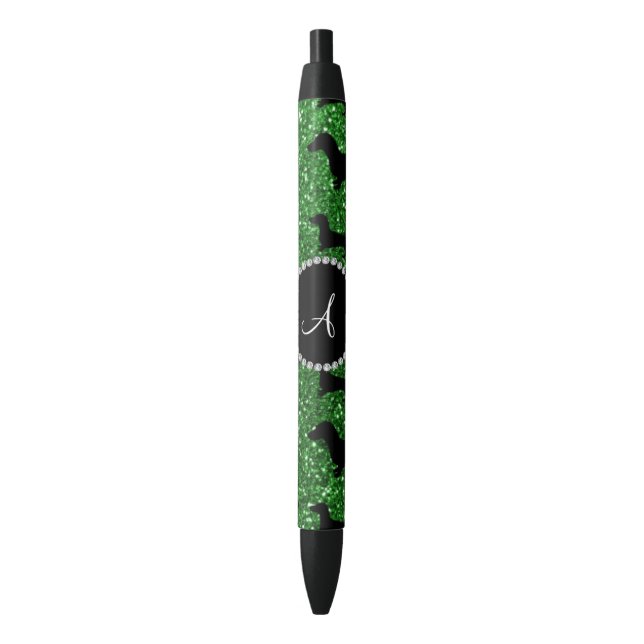 Grüne Glitter-Dackel des Monogramms Kugelschreiber (Vorderseite Vertikal)