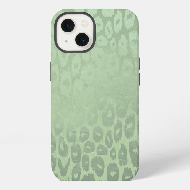 Grüne Glitter-Leopard-Textur iPhone Hülle (Rückseite)