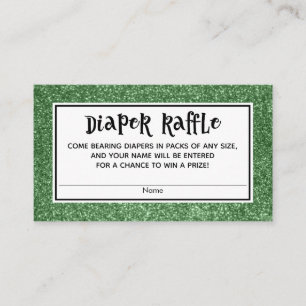 Grüne Glitzer-Baby-Shower-Windel-Raffle-Karten Begleitkarte