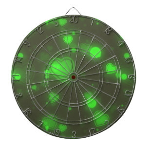 Grüne Glitzer-Blasen-Neonherzen Dartscheibe