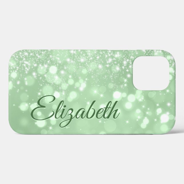 Grüne Glitzer Chic Girl Name Case-Mate iPhone Hülle (Rückseite (Horizontal))