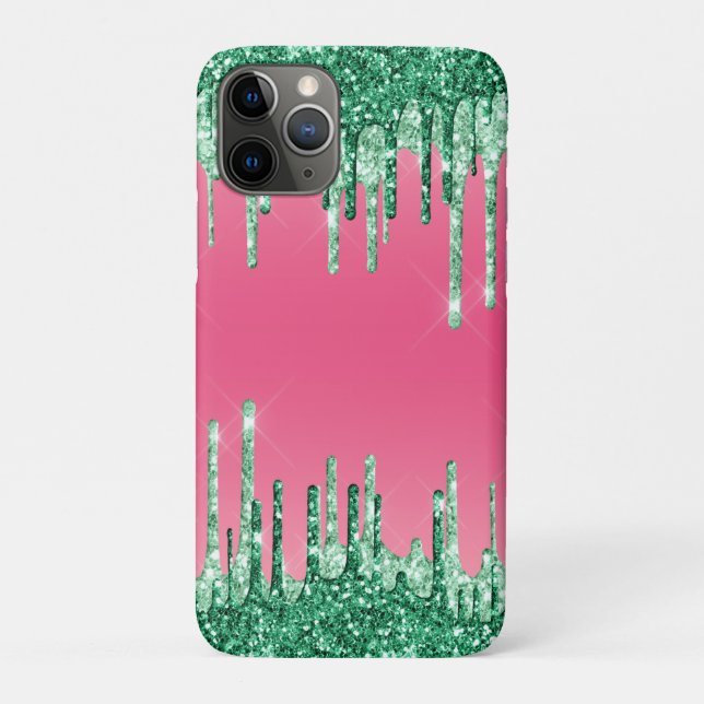 Grüne Glitzer Chic Pink Watermelon Farbe Case-Mate iPhone Hülle (Rückseite)