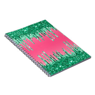 Grüne Glitzer Chic Pink Watermelon Farbe Notizblock