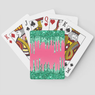 Grüne Glitzer Chic Pink Watermelon Farbe Spielkarten