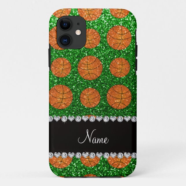 Grüne Glitzer-Körbchen mit personalisiertem Namen Case-Mate iPhone Hülle (Rückseite)