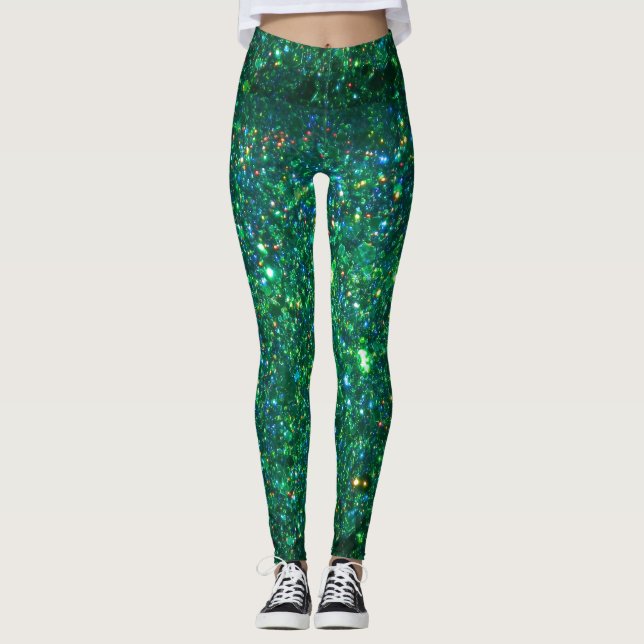 Grüne Glitzer-Leggings Leggings (Vorderseite)