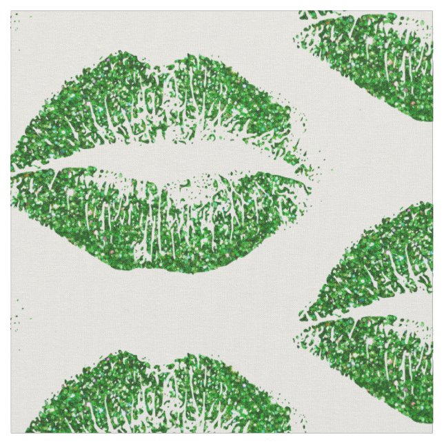 Grüne Glitzer Lippen #2 Stoff (Nahaufnahme)