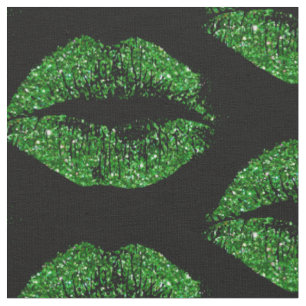 Grüne Glitzer-Lippen Stoff
