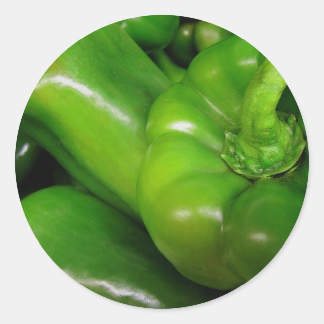 Grüne Glockengebläse-Paprikaschoten Runder Aufkleber (Vorderseite)