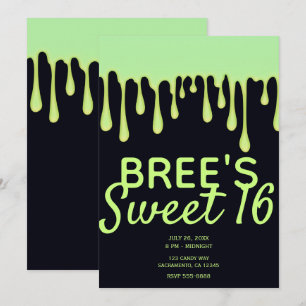 Grüne Glow-Tropfen tropfen Halloween Sweet 16 Part Einladung