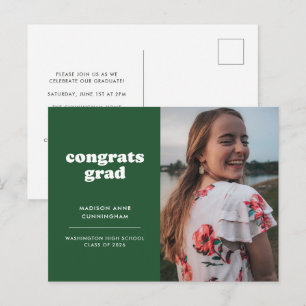 Grüne Glückwunsch Grad Foto Abschluss Einladung Postkarte