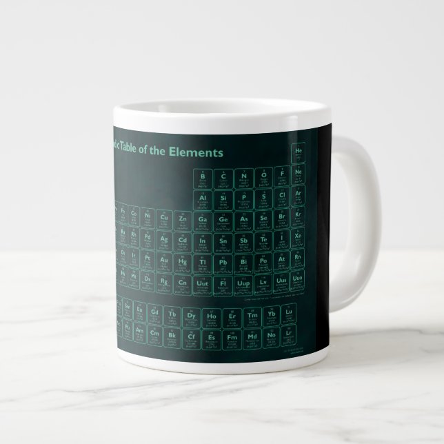 Grüne Glühen-Effekt-periodische Tabellen-Tasse Jumbo-Tasse (Vorderseite Rechts)