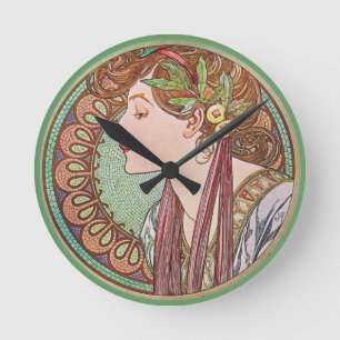 Grüne Goddess-Kunst Runde Wanduhr