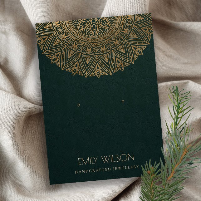 GRÜNE GOLD CLASSIC VERZIERT MANDALA EARRING DISPLA VISITENKARTE (Von Creator hochgeladen)
