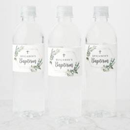 Grüne Gold Cross Taufe Wasser Flasche Etikett