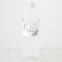 Grüne Gold Cross Taufe Wasser Flasche Etikett